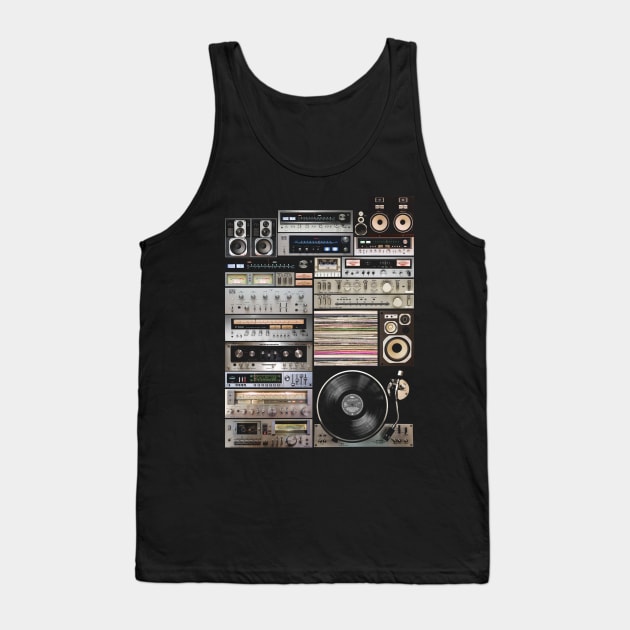 Hifidelity Vintage Music HiFi Sound system setup collage art Tank Top by bulografik